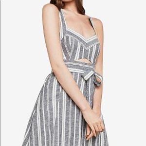 Stripe cutout midi dress